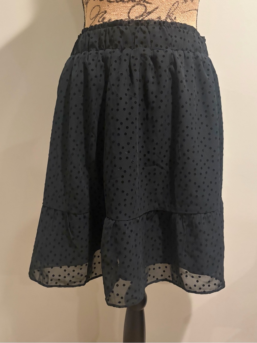LOFT Outlet Black Swiss Dot Ruffle Flounce Mini Skirt Size Medium